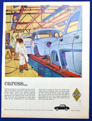 1960 Renault Dauphine International Print Ad Rare French Car Company