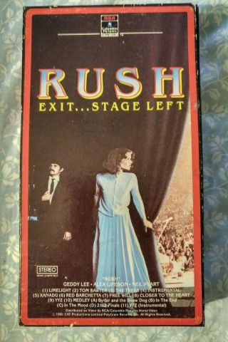 Rush “exit.  Stage Left " Vhs,  1981 Rca Home Video Release Rare