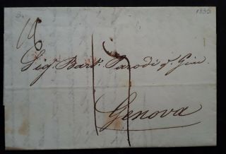 Rare 1835 Italy Folded Letter Sent From Palermo To Genova