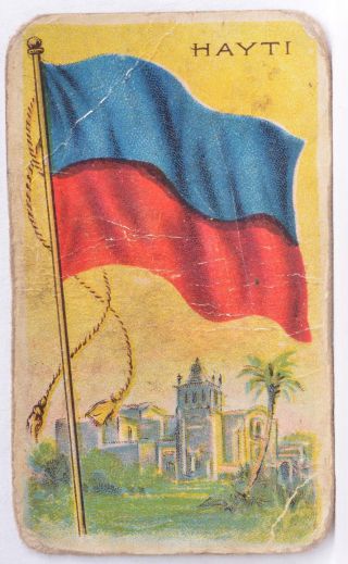 1909 T59 Flags Of All Nations Tobacco Card Hayti Haiti Recruit Rare Blue Back
