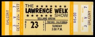 Rare Lawrence Welk Show Ticket Oct 23 1977