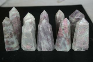 10 Natural Rare Red Tourmaline Quartz Crystal Point Healing 919g