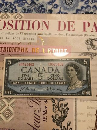 1954 Bank Of Canada Qeii $5.  00 Beattie & Rasminsky U/s Rare Gem Unc