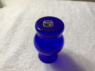 Rare Heisey cobalt Favor Vase with optics and Sticker 4