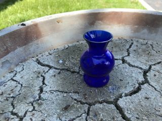 Rare Heisey cobalt Favor Vase with optics and Sticker 5