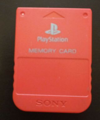 Rare Solid Red Official Sony Playstation 1 Ps1 Memory Card Oem Psone
