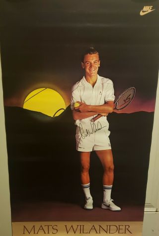 Rare/vintage Mats Wilander Autographed Nike Tennis Poster 22 X 36 "