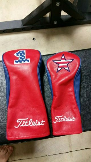 Rare 2pc - Titleist 2016 Us Open Limited Edition Headcover Set Driver 3 Wood Usa