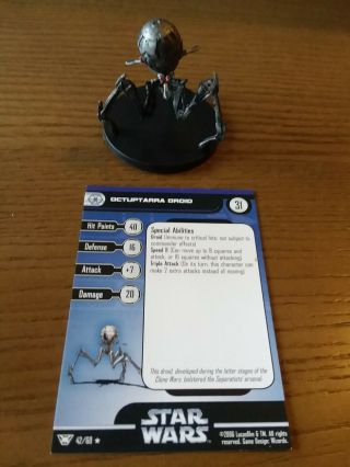 Star Wars Miniatures Champions Of The Force 42/60 Octuptarra Droid Rare W/card