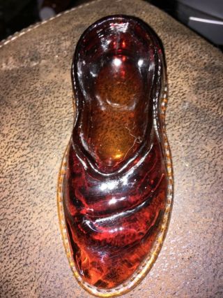 Rare Glass Amber Shoe Men’s Slip On With Stitching Around Sole