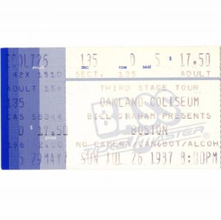 Boston Concert Ticket Stub Oakland California 7/26/87 Third Stage Tour Rare