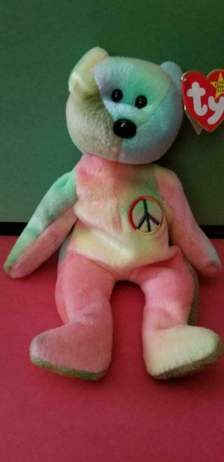 Peace Ty Beanie Baby 1996 Rare Retired Rainbow Bear 4053