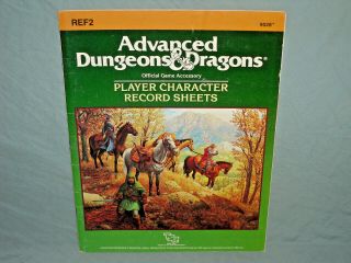 Ad&d 1st Ed Accessory - Ref2 Player Character Record Sheets (rare And Vg, )