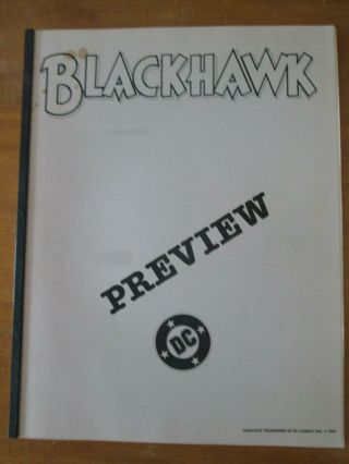 Blackhawk 1989 Dc Preview Dc Comics Dealer Rare B&w