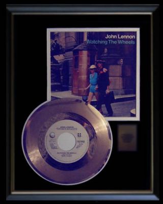 Beatles John Lennon Watching The Wheels Rare Gold Record Disc & 45 Rpm Sleeve