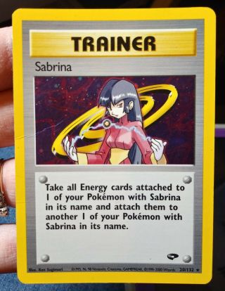 Old Vintage Pokemon Card Gym Challenge Rare Holo Sabrina 20/132 Hp