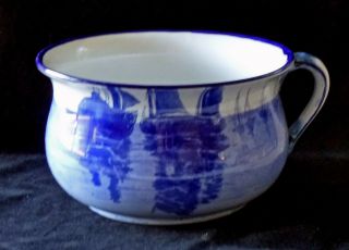 Very Rare 100,  Year Old Blue & White Royal Doulton Chamber Pot - Sailboats