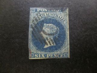 South Australia Stamps: 6d Blue Imperf - Rare (g44)