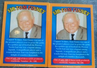 2 Rare Tom Finney Premium All Time Greats 1999 Football Cards Signed LTD 2