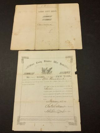 1865 Essex County Ny Civil War Volunteer Bond Very Rare