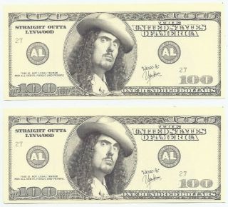 Weird Al Yankovic Currency $100 2 Total Rare Last Ones