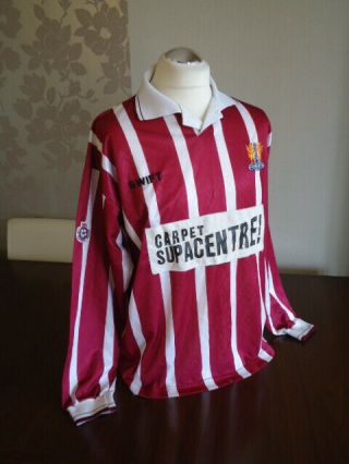 NORTHAMPTON TOWN 1993 PLAYER ISSUED Swift LONG SLEEVED Home Shirt Rare 6
