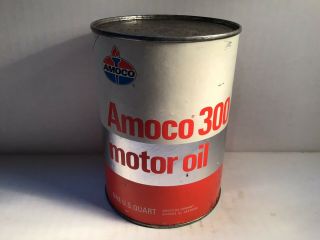 Vintage Amoco Oil Can Quart Full Nos Gas Rare Handy Gulf Shell Mobil Gm