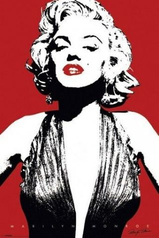 Marilyn Monroe Poster Red Lips And Background Rare Hot 24x36