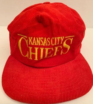 Vintage 1980’s Annco Kansas City Chiefs Nfl Football Red Corduroy Hat Rare