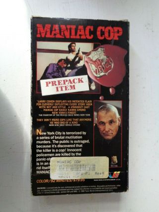Maniac Cop VHS Rare Bruce Campbell Horror 2