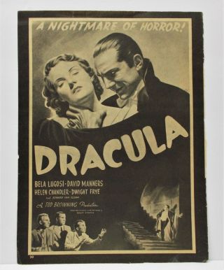 Old Rare 8x11 Bela Lugosi Dracula Horror Movie Ad Page