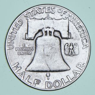 Higher Grade - 1953 - S - RARE Franklin Half Dollar 90 SIlver Coin 135 2