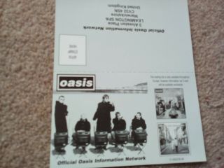 Oasis Rock Band Promo Flyer 1995/96 Very Rare Information Card Post
