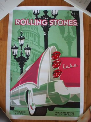 Rare The Rolling Stones Havana Cuba Concert Tour Poster March 25 2016 Rare