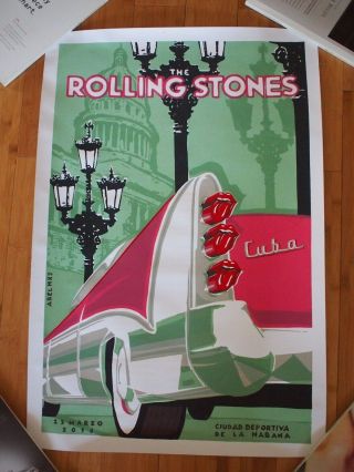 Rare THE ROLLING STONES Havana Cuba Concert Tour Poster March 25 2016 RARE 8
