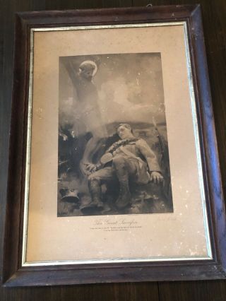 Rare Signed Framed Print Of The Great Sacrifice By James Clark,  Ww1