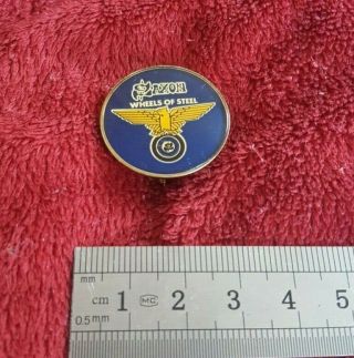 Saxon Wheels Of Steel Pin Rare Collectable Rock Metal Badge