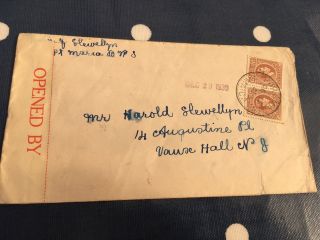 Jamaica Port Maria 29.  12.  1939 Censor Opened Letter To Vauxhall London,  Rare