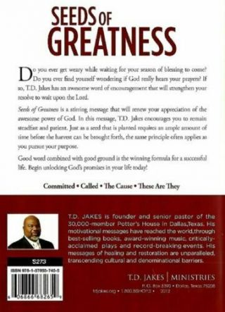 Bishop T.  D.  Jakes: Seeds Of Greatness 4 CD Audiobook RARE 2