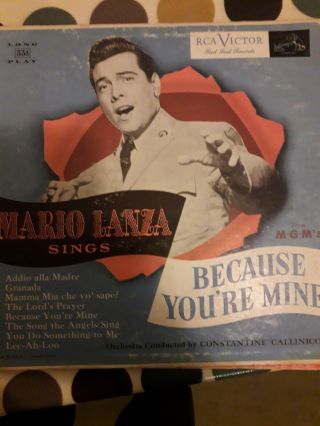 Very Rare Lp Record Us,  Mario Lanza,  Because You 