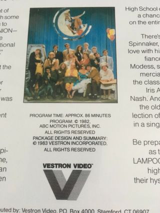 RARE National Lampoon’s Class Reunion Laserdisc 3