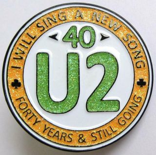 U2 Pin - 40th Anniversary Orange Tribute Bono The Edge Irish Band Rare Brooch