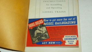 LIONEL EARLY 1939 INSTRUCTION BOOK WITH THE RARE LOCOSCOPE MAIL IN CARD 3