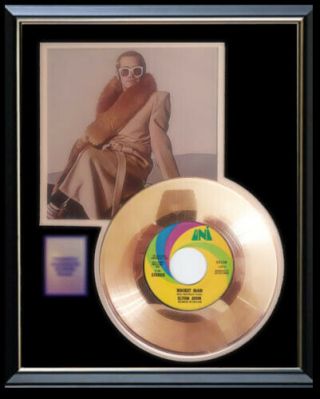 Elton John Gold Record Disc 45 Rpm Rocket Man Rare Non Riaa
