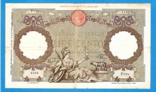 Italy 100 Lire 1942 Series 4146 Rare