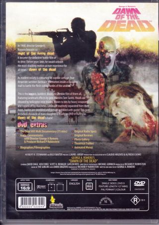Dawn of the Dead (DVD) George A.  Romero HORROR ZOMBIE 18,  RARE 2