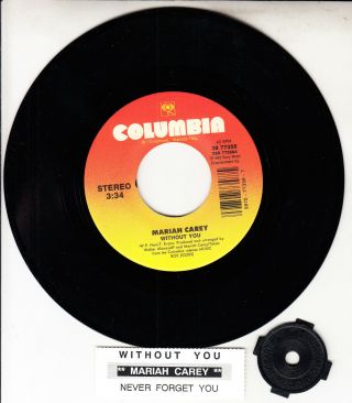 Mariah Carey Without You 7 " 45 Rpm Vinyl Record Rare,  Jukebox Title Strip