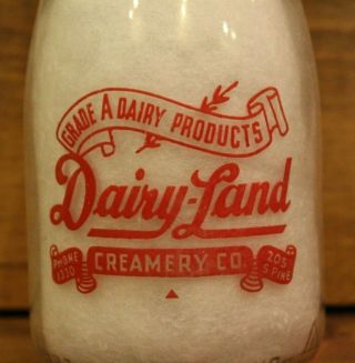 Milk Bottle Vintage Dairy - Land Creamery Co Rare Old Farm 205 S.  Pine Phone 1330