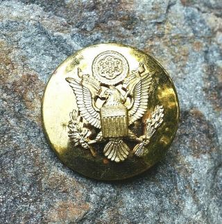 Rare Vietnam Era Us Army Gold Eagle Screwback Military Brass Hat Badge Cond