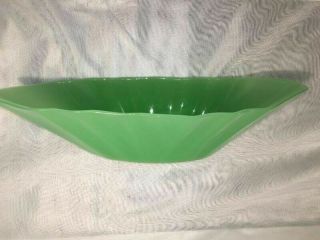 Early Fenton Jade Green Translucent Art Glass,  Boat Shaped Console Bowl,  Rare